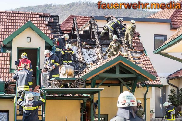 Umfassender Löschangriff bei einem Dachstuhlbrand verhindert einen noch größeren Schaden