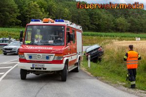 Pkw rutscht von der L7102 in den Straßengraben