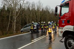 Fahrzeuglenkerin weicht umgestürzten Baum aus und rutscht von der Fahrbahn