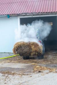 Pferdemist in einer Lagerhalle in Brand geraten