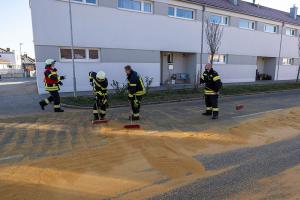 Maisschrot landet durch einen technischen Defekt auf der Straße