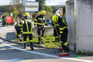 Fahrschülerin rammt ein Verkehrszeichen bei der Ortseinfahrt Hundsheim