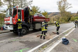 Kollision auf der B3 in Dürnstein - Frau schwer verletzt mit Christophorus 2 abtransportiert