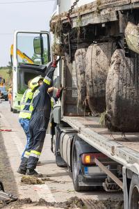 Lkw-Unfall durch medizinischen Notfall - Aufwendige Bergungsarbeiten